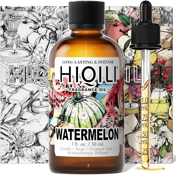 HIQILI Watermelon Fragrance Oil for Diffuser, Candle & Soap Making | DIY Fruity Perfume, Add to Bath Bombs, Long-Lasting Scented, Skin Care - 1 Fl Oz / 30 ML