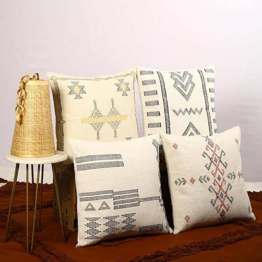 Trade Star 100% Cotton Pillow Covers Sabra Kilim Farmhouse Throw Pillow Handwoven Pillowcase Premium Cushion Case Set of 4 Handloomed Cushion Covers Designer Pillow Shams (Sabra 2)