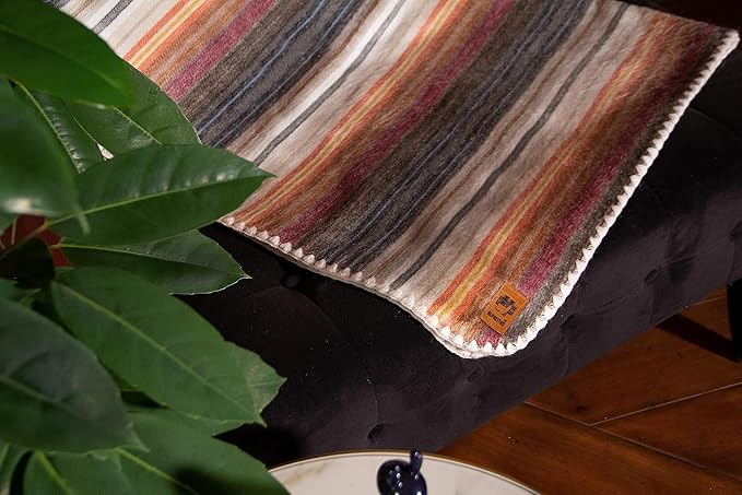 ALPAKITAS Alpaca Wool Blanket - Twin Size Bed Blanket - Alpaca Throw Blanket - Warm Blanket, Lightweight, Couch Blanket or Camp - Outdoor Blanket - 75 x 38 Inches (White & Brown)