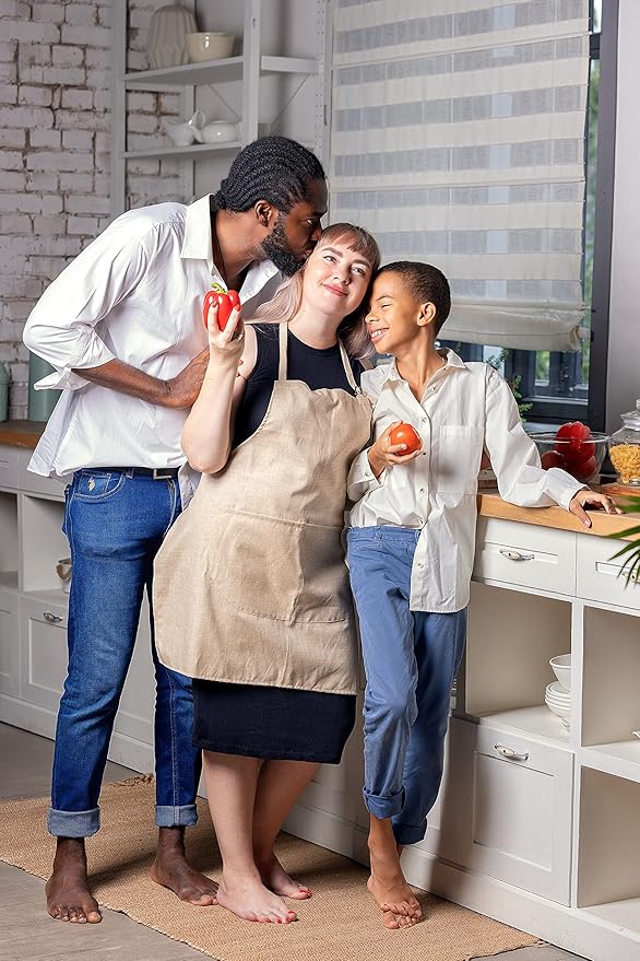 Chefs Aprons | Cooking Baking Grilling for Home Restaurant | Premium Kitchen Aprons with Double Pocket for Men Women