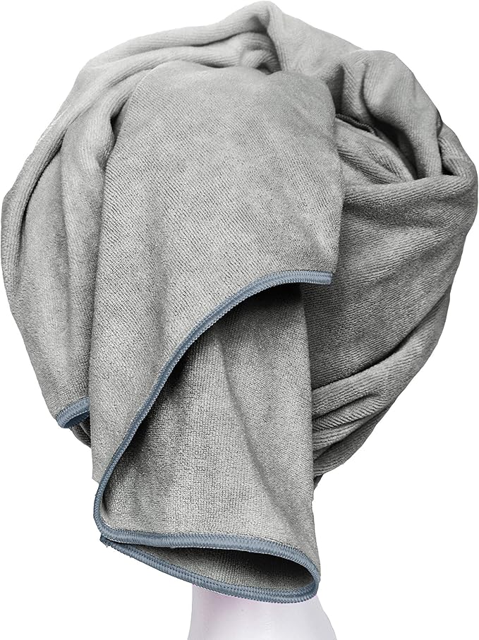 Microfiber Towel for Curly Hair Large Anti Frizz Super Absorbent Hair Towel 23.6''x47'' Fast Hair Drying Towel Hair Wrap for Bath Spa Facial Makeup, Gray