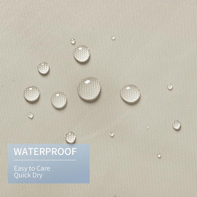 Gibelle Beige Fabric Shower Curtain or Liner, 72x72 Waterproof Shower Curtain Liner for Bathroom with Metal Grommets and 12 Plastic Hooks, Soft Cloth & Hotel Quality, Machine Washable