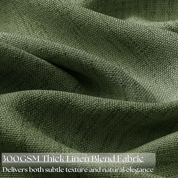 Olive Green Extra Wide 100 Inch Linen Curtains Room Divider 84 Inch Length 1 Panel Sliding Door Curtains for Living Room Moss Green Semi Sheer Curtains Grommet Privacy Farmhouse Curtains