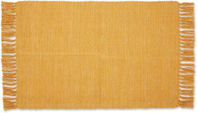 DII Woven Rugs Collection Ribbed Reversible Cotton, 2x3', Honey Gold & Off-White