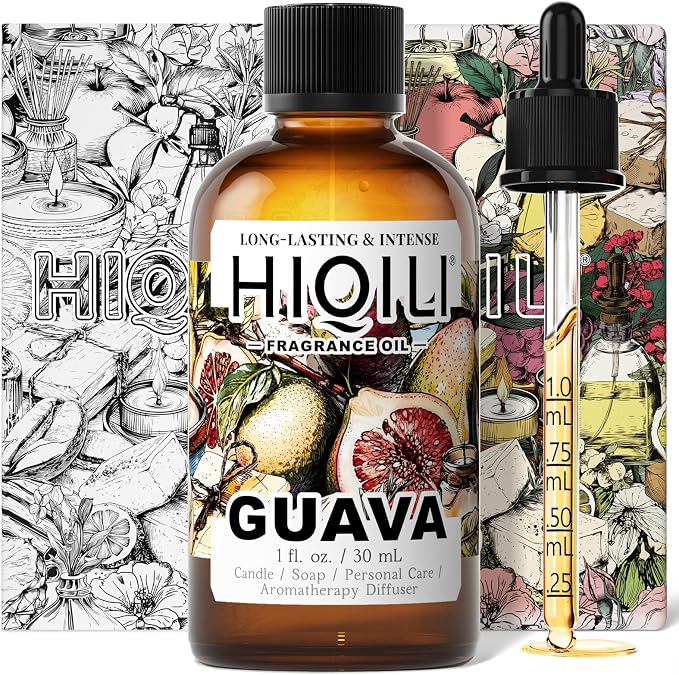 HIQILI Guava Fragrance Oil for Diffuser, Soap & Candle Making - 1 Fl Oz | for Bath Bombs Making, Add to Wool Dryer Balls, Long-Lasting Fruity Scent - 30 ML