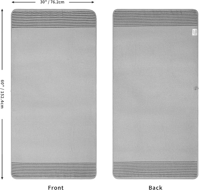MICROFI New Microfiber Waffle Bath Towels, 2 Pieces, Soft, Absorbent, Fast Drying, Lint Free 430 GSM (Silver Striped)