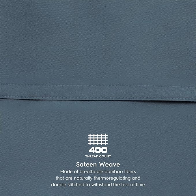 Tafts Pillow Cases Queen Size - Pure 100% Viscose Derived from Bamboo Luxuriously Soft, Silky, Cooling, Double Stitched, Envelope Closure (2 Pillowcases, Slate Blue)