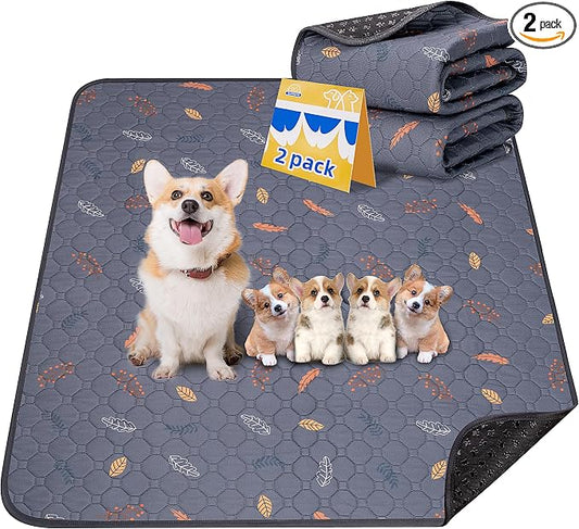 Washable Pee Pads for Dogs - 2 Pack Puppy Pads with Super Absorbent, Non-Slip, Reusable Pee Pads Specifically Designed for Dog Playpen, Crate, Whelping Box, Floor - 36" x 41", Grey