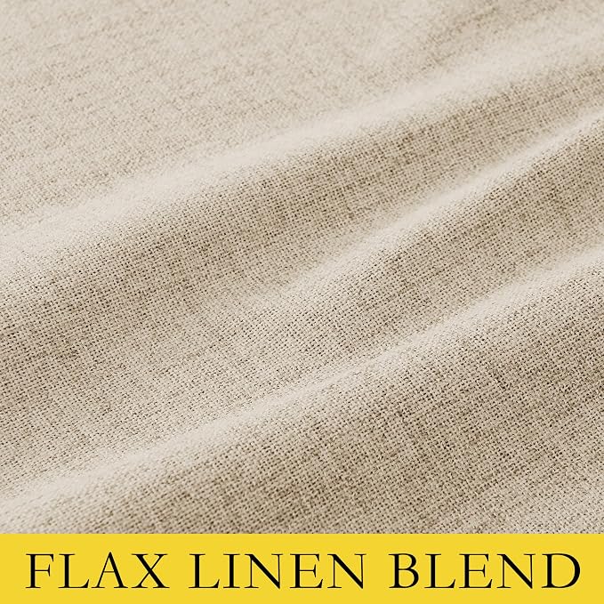NICETOWN 100% Blackout Curtains 63 inch Length, Beige Short Curtains with Grey Liner, Rod Pocket & Back Tab Thermal Insulated Flax Textured Window Draperies for Kitchen (2 Panels, 42" W by 63" L)