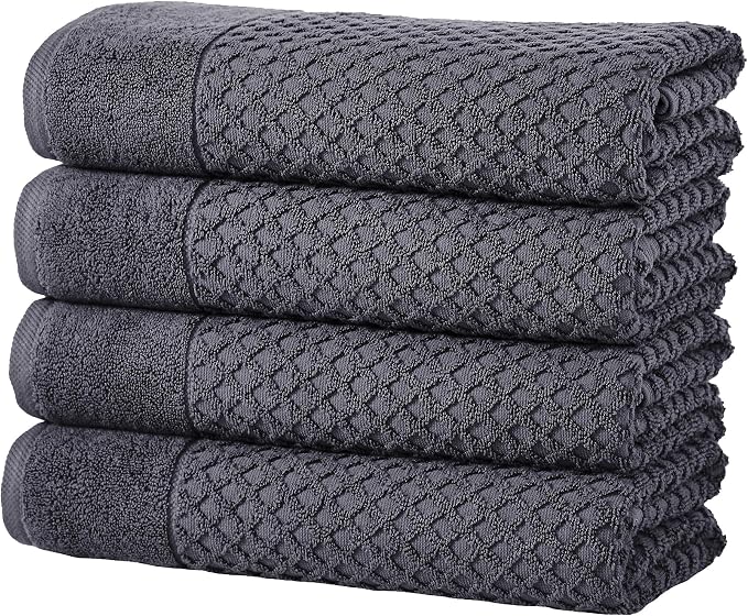 Great Bay Home Bath Towels - 100% Cotton 4 Pack 54x27 Bath Towel Set - Absorbent, Durable, Quick-Dry Towels for Bathroom (Stone Blue)