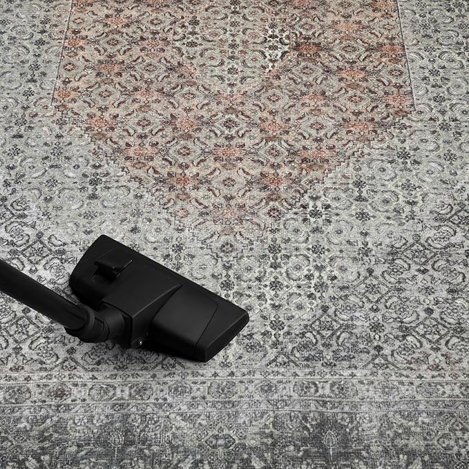 Keen Home Design 6x9 Rug - Machine Washable Area Rug with Non-Slip Backing, Ideal for Living Room, Dining Room, Bedroom - Vintage, Easy Clean, Durable, Low Pile - (6' x 9')