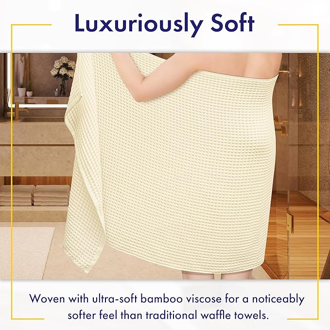 Alusa Home Ultra Soft Viscose from Bamboo Waffle Towels - Lightweight Bath Towel Set of 6 - Compact, Quick Dry & Lint Free (Papyrus)