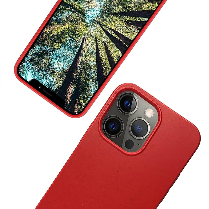 eplanita Eco Mobile Phone Case Compatible with iPhone 13 Pro Max, Plant Fiber, Drop Protection Cover, Durable and Sustainable (for iPhone 13 Pro Max, Red)