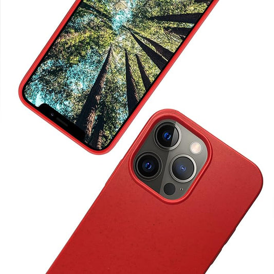 eplanita Eco Mobile Phone Case Compatible with iPhone 13 Pro Max, Plant Fiber, Drop Protection Cover, Durable and Sustainable (for iPhone 13 Pro Max, Red)