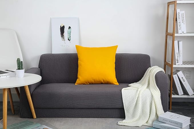 TangDepot 2-Pack Cotton Throw Pillow Covers 16x16 Gold Yellow | 100% cotton, same-color zip, machine wash & air dry. For living room, bedroom, office, car. 42 colors, 488 sizes. Cover only.