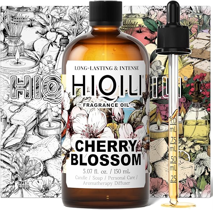 HIQILI Cherry Blossom Fragrance Oil, Floral Perfume Oil - 5.07 Fl Oz | Long-Lasting Scent for Candle & Soap Making, for Essential Oils Diffuser & Fresh Spray, DIY Skin Care and Body Product