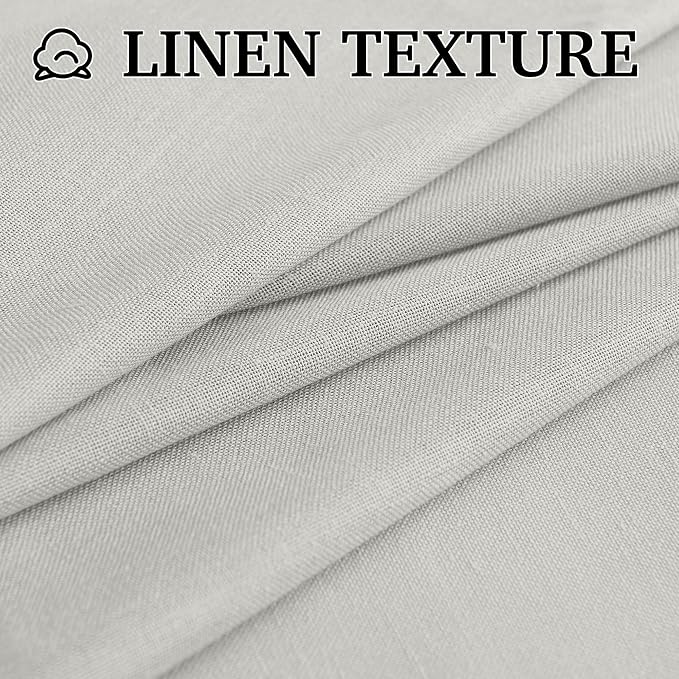 RYB HOME Grey Linen Sheer Curtains 84 inches Long, Linen Textured Semi Sheer Flowy Privacy Blind Shade for Dormitory Sliding Glass Door, W 52 x L 84 inches, 2 Panels Set