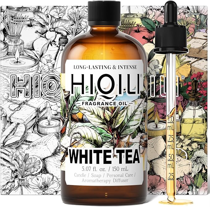 HIQILI White Tea Fragrance Oil for Reed Diffuser for Home - 5.07 Fl Oz | Hotel Collection Diffuser Oil, Long-Lasting Scent, DIY Candle & Soap & Perfume & Air Freshener Spray, Dropper Included