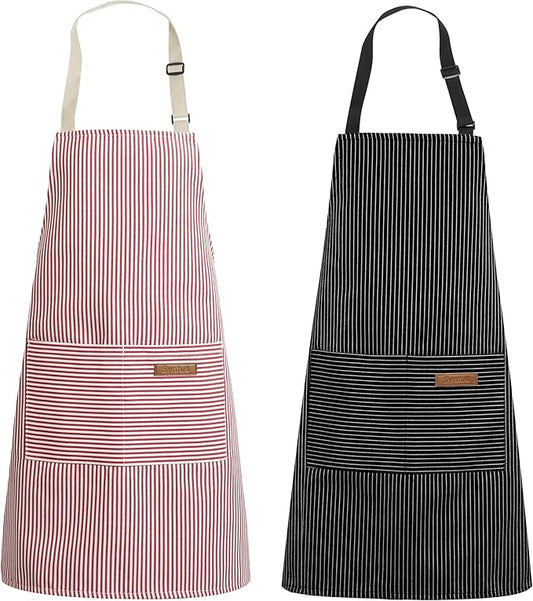 Syntus Apron for Men Women, Adjustable Cooking Kitchen Chef Aprons with 2 Pockets