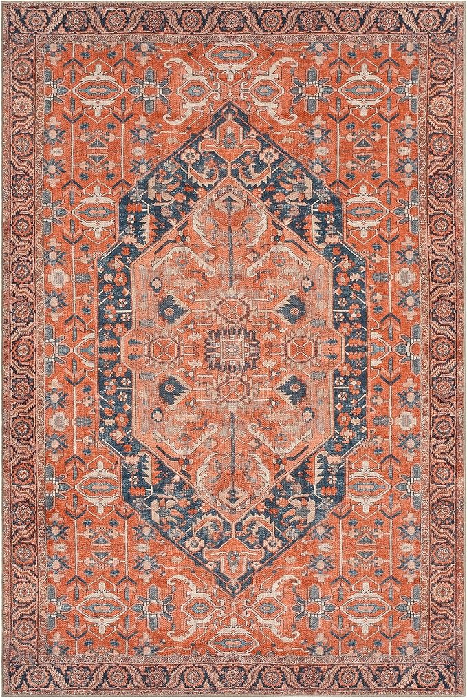 Keen Home Design 9x12 Rug - Machine Washable Area Rug with Non-Slip Backing, Ideal for Living Room, Dining Room, Bedroom - Vintage, Easy Clean, Durable, Low Pile Rug - (9' x 12')