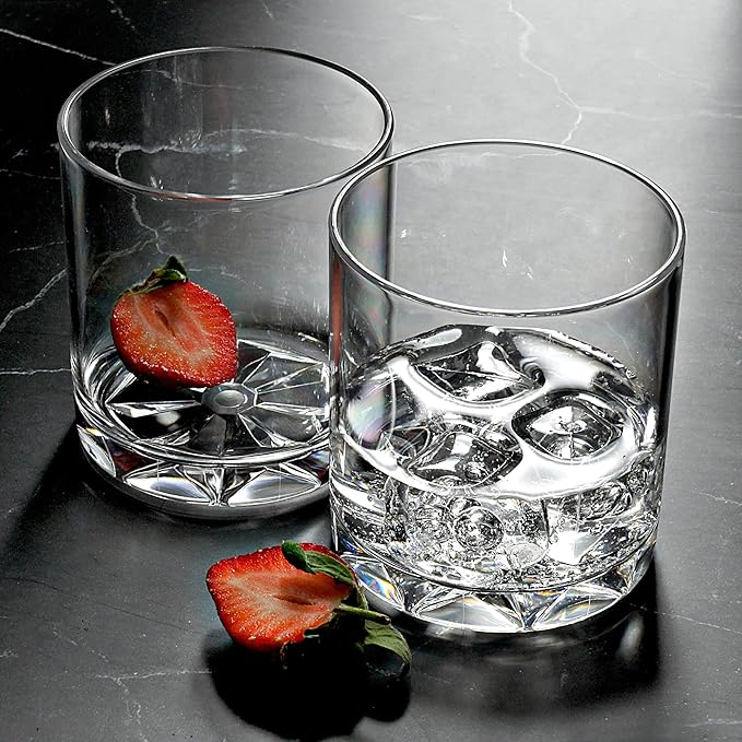 Amazing Abby - Liberty - 12-Ounce and 16-Ounce Plastic Tumblers (Set of 8), Drinking Glasses, Reusable Cups, BPA-Free, Shatter-Proof, Dishwasher-Safe (Made of Plastic, NOT Glass)