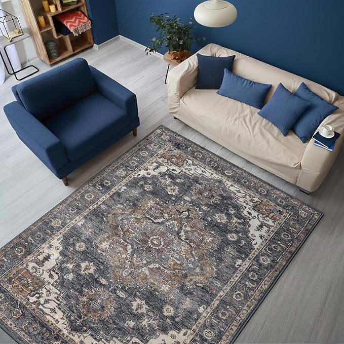 Keen Home Design 3x5 Rug - Machine Washable Entry Rug with Non-Slip Backing, Ideal for Enteryway, Kitchen, Bathroom, Laundry Room - Vintage, Easy Clean, Durable, Low Pile Rug - (3' x 5')