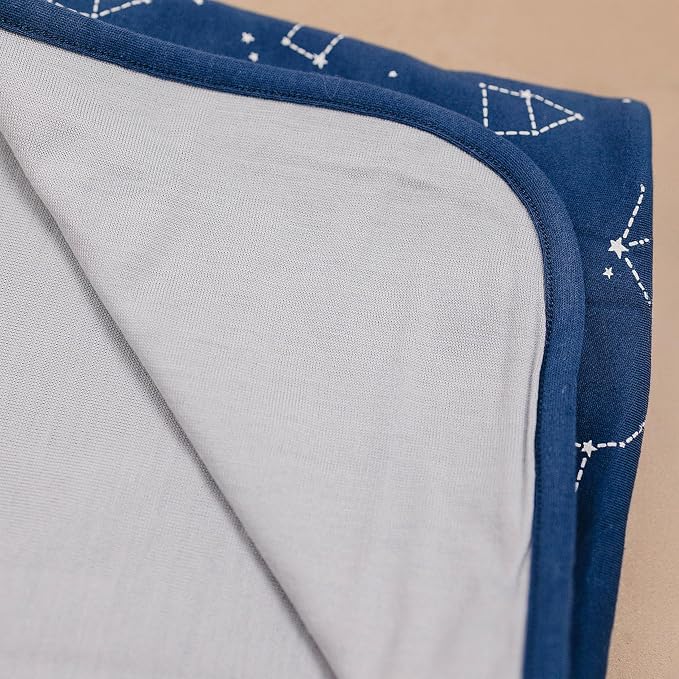 Woolino Toddler Blanket - Merino Wool and Organic Cotton Baby Blanket for Girls and Boys - 4 Season - 52.5” x 40” - Night Sky