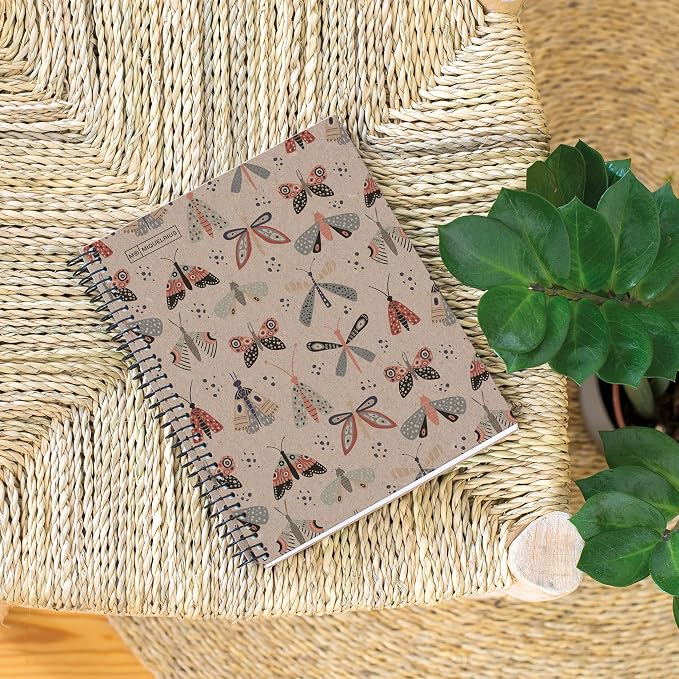Miquelrius - A5 Notebook, 5 mm Grid, 80 g/m² Recycled Paper, 80 Sheets of one Colour, Recycled Notebook, Spiral, Squared Notebook, Eco Butterflies