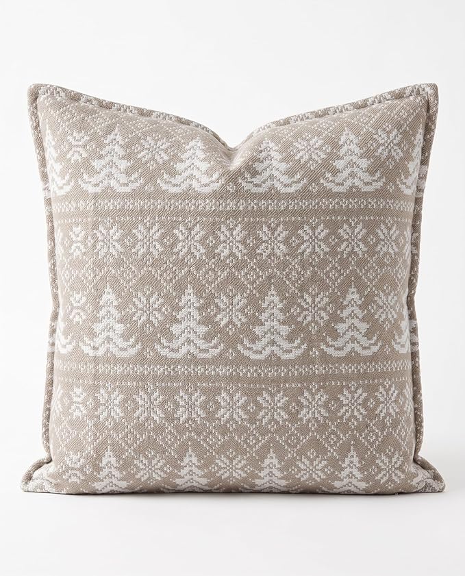 SanVia Cotton Throw Pillow Covers 20x20 – Handwoven Jacquard Texture, Fade-Resistant, No Pilling – Hidden Zipper, Decorative Cushion Cover for Sofa, Couch, Bed – Insert Not Included (Boho, Green)