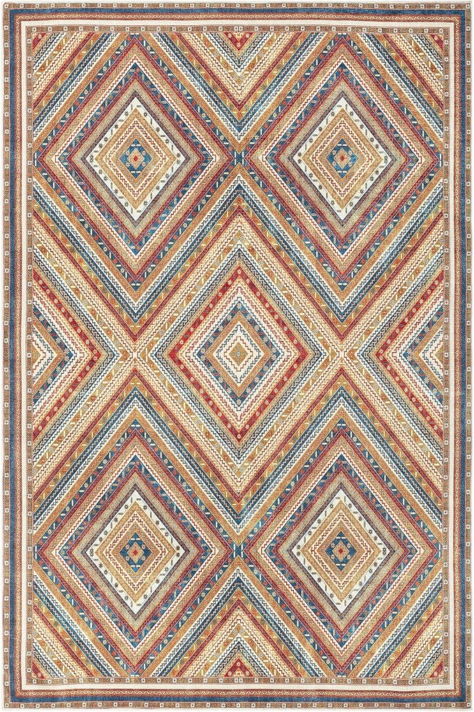 Keen Home Design 6x9 Rug - Machine Washable Area Rug with Non-Slip Backing, Ideal for Living Room, Dining Room, Bedroom - Vintage, Easy Clean, Durable, Low Pile Rug - (6' x 9')