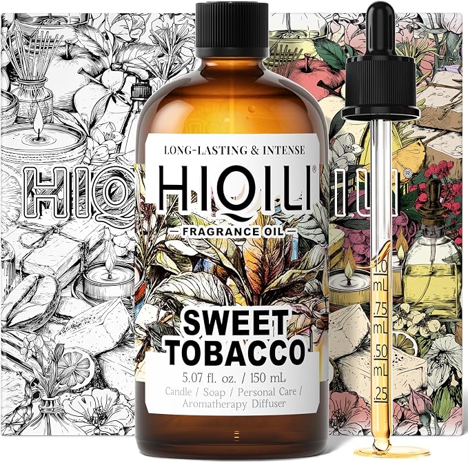 HIQILI Sweet Tobacco Fragrance Oil for Diffuser, Candle Making - 5.07 Fl Oz | for Soap, Body Scrubs & Air Freshener Spray Making, Rich Scent - 150 ML