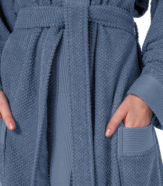 SEYANTE Turkish Cotton Bathrobe for Women - Organic GOTS Certified Terry Hooded Kimono Robe - Spa Quality Women's Cotton Robe