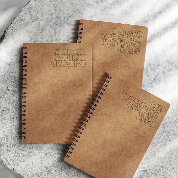 Spiral Kraft Notebooks 5.8” x 8.3”, Set of 12 College Ruled Journals, Thick Paper Writing Notebooks with Brown Cover for School, Office & Travel,60 Sheets Each(120pages)