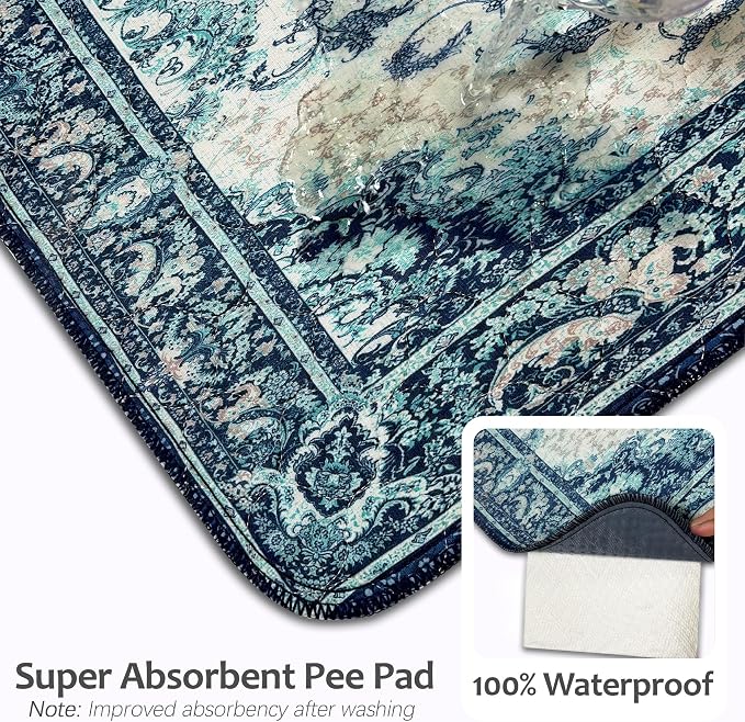 Washable Pee Pads for Dogs, Reusable Puppy Potty Training Pads, Ultra-Absorbent Thick Waterproof Leak-Proof Non-Slip Pads & Mat for Crate, Playpen, Floor, Whelping & Housebreaking , 2 Pack 36"x48"