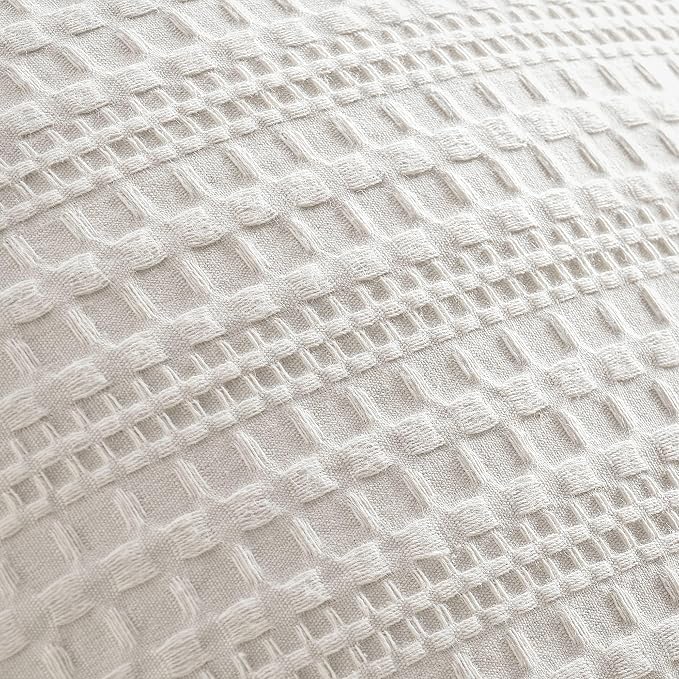 ZeeMart 100% Cotton Waffle Textured Throw Pillow Covers Set of 2, 22x22 Inch Ecru, Soft Farmhouse Decorative Couch Pillow Cases Beige Cushion Covers for Sofa Bed Living Room Home Decor