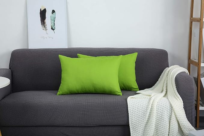 TangDepot 100% Cotton Solid Throw Pillow Cover 12x18 Apple Green | 100% cotton, same-color zip, machine wash & air dry. For living room, bedroom, office, car. 42 colors, 53 sizes. Cover only.