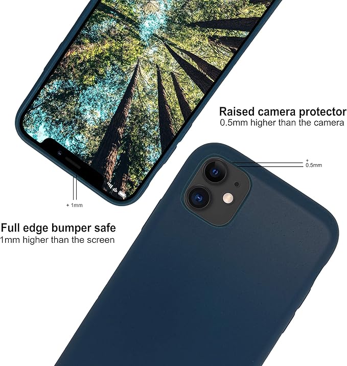 eplanita Eco Mobile Phone Case Compatible with iPhone 11, Plant Fiber, Drop Protection Cover, Durable and Sustainable (for iPhone 11, Dark Blue)