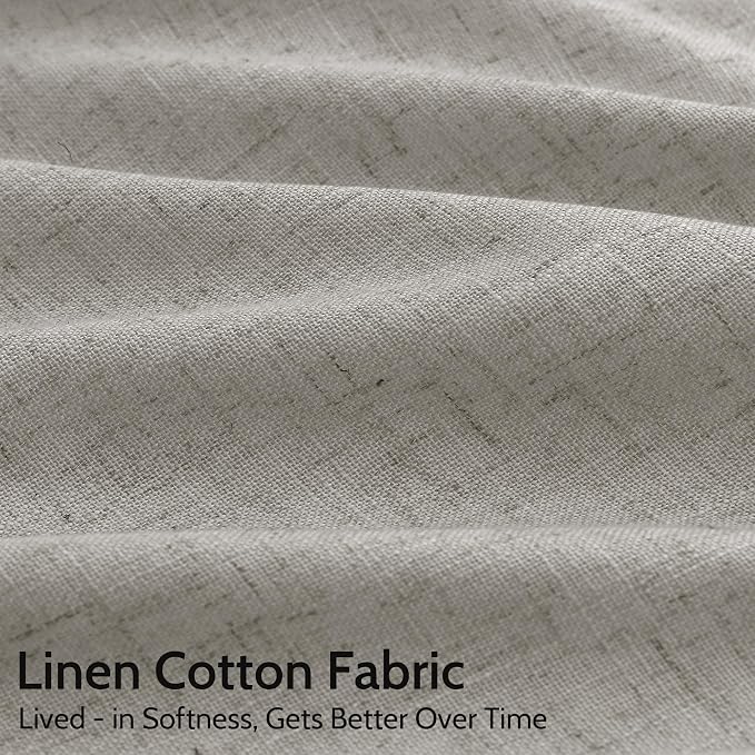 Silver Grey Linen Curtains 102 Inches for Living Room Bedroom Extra Long Back Tab Curtain Neutral Farmhouse Light Filtering Semi Sheer Ceiling to Floor for Large Window Office 2 Panels