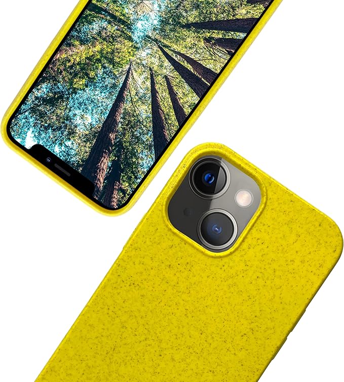eplanita Eco Mobile Phone Case Compatible with iPhone 13, Plant Fiber, Drop Protection Cover, Durable and Sustainable (for iPhone 13, Yellow)