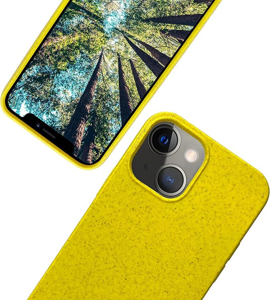eplanita Eco Mobile Phone Case Compatible with iPhone 13, Plant Fiber, Drop Protection Cover, Durable and Sustainable (for iPhone 13, Yellow)
