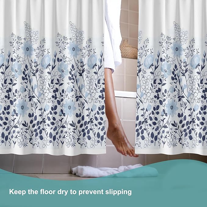 Plastic Shower Curtain Liner, Premium EVA 6G Classic Bloom Shower Curtain, Shower Curtains for Bathroom with 3 Magnetic Weights and Rustproof Grommets (Classic Bloom, 72x72 in)