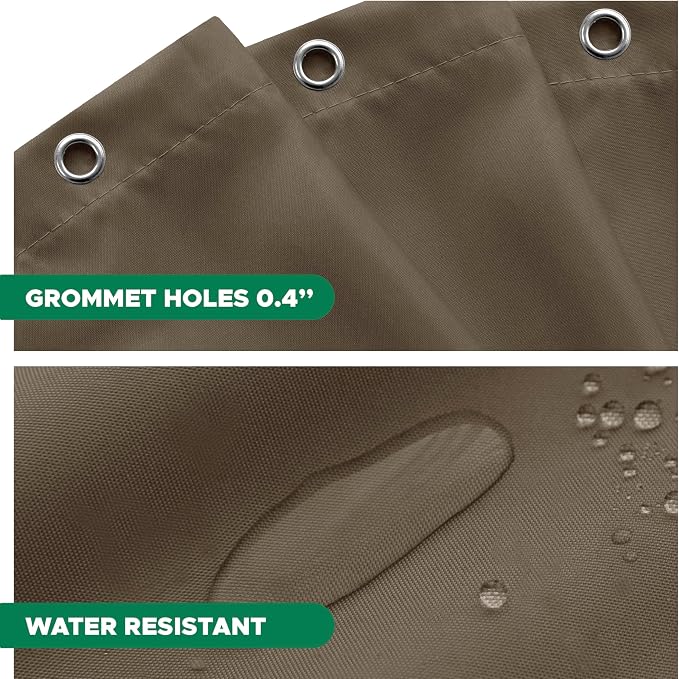 Biscaynebay Hotel Quality Fabric Shower Liners 72 Inch by 72 Inch, Taupe Water Resistant Bathroom Curtains Rust Resistant Grommets Top Weighted Bottom Machine Washable