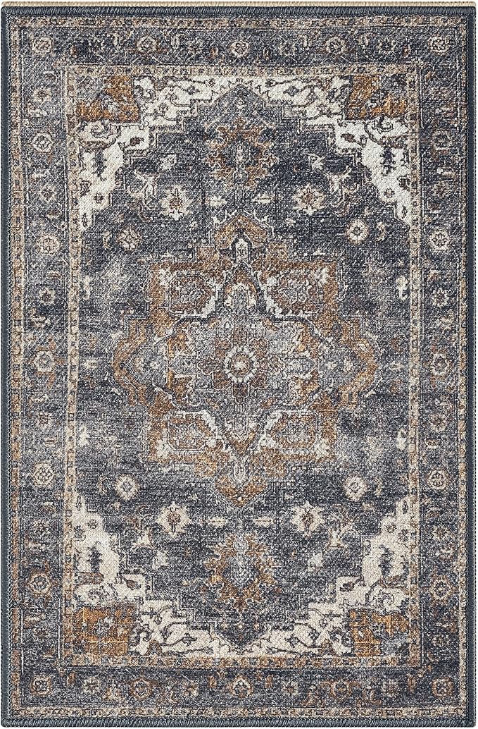 Keen Home Design 2x3 Rug - Machine Washable Entry Rug with Non-Slip Backing, Ideal for Enteryway, Kitchen, Bathroom, Laundry Room - Vintage, Easy Clean, Durable, Low Pile Rug - (2' x 3')