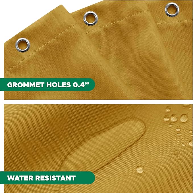Biscaynebay Hotel Quality Extra Long Fabric Shower Liners 72" Width by 84" Length, Gold Water Resistant Bathroom Curtains Rust Resistant Grommets & Weighted Bottom Hem Machine Washable