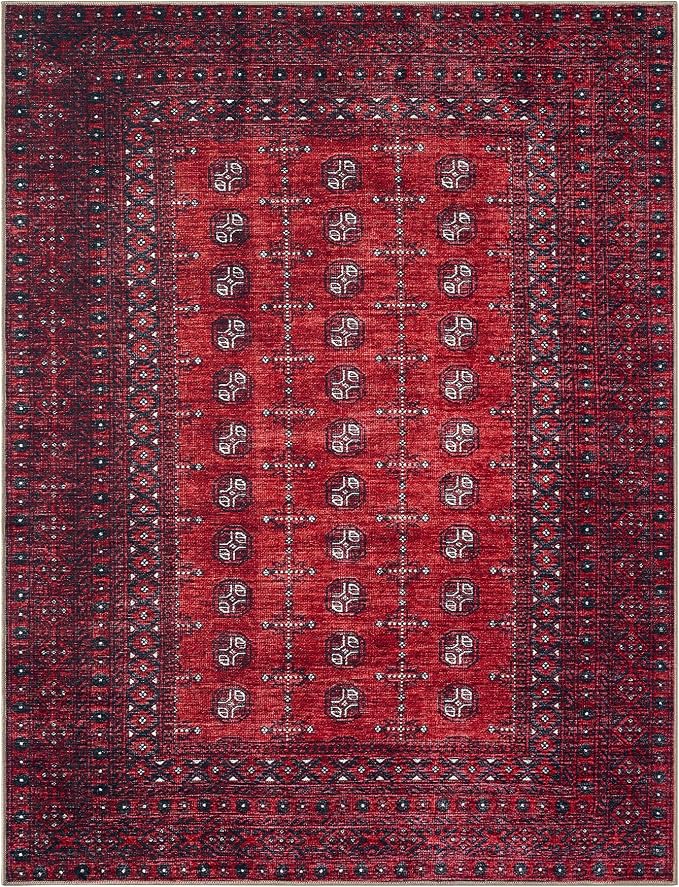 Keen Home Design 5x7 Rug - Machine Washable Area Rug with Non-Slip Backing, Ideal for Living Room, Dining Room, Bedroom - Vintage, Easy Clean, Durable, Low Pile Rug - (5' x 7')