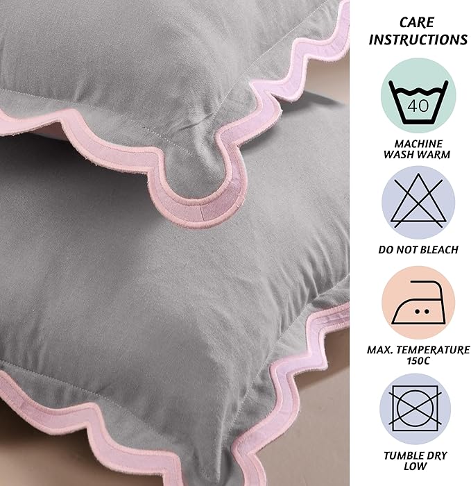 Folkulture 18x18 Scallop Pillow Covers, Set of 2 Cotton Decorative Boho Throw Pillows for Living Room & Outdoor