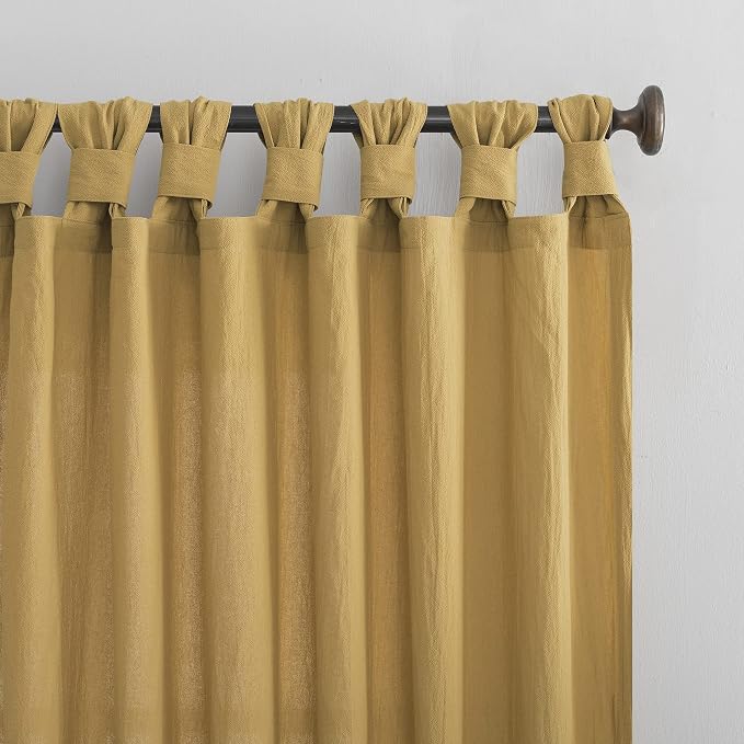 Archaeo Washed Cotton Twist Tab Curtain, 52" x 84", Mustard Yellow
