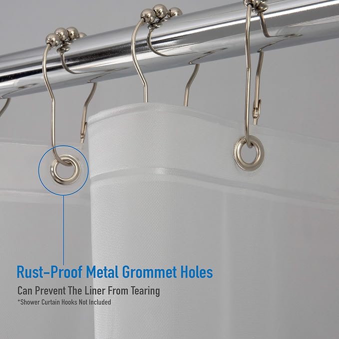 Bath Bliss 2 Pack PVC Heavy Weight Shower Curtain Liner | 4G | 70" x 72" |Rust Resistant Copper Grommets | Magnetic Hem | Frost