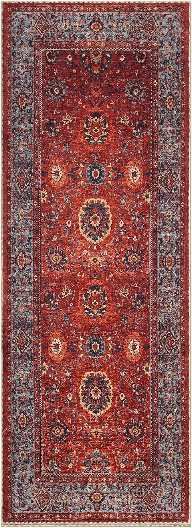 Keen Home Design 30"x144" Rug - Machine Washable Runner with Non-Slip Backing, Ideal for Hallway, Entryway, Kitchen, Laundry Room - Vintage, Easy Clean, Durable, Low Pile Rug - (2'6" x 12')
