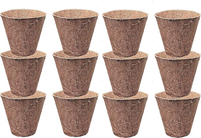 Deepthi 3-Inch Coco Coir Nursery Pots – Pack of 12 Biodegradable Seed Starter Cups – Organic Coir Peat Pots for Seedlings, Herbs, Indoor/Outdoor Gardening – Eco-Friendly Planting Pots
